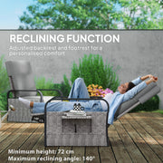 Light Grey Rattan Recliner Garden Chair With Cushion Tray And Footrest by Outsunny