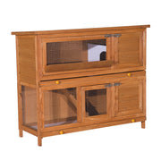 Large Wooden Guinea Pig Hutch With Antifungal Fir Boards For Outdoor Use, Yellow AOSOM