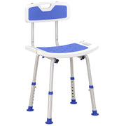 Blue Height Adjustable Shower Chair with Backrest and Anti-Slip Feet by HOMCOM