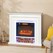 Electric Fireplace Heater with LED Flame Effect and Remote Control for Living Room, White