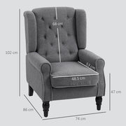 Retro Wingback Armchair with Soft Teddy Fleece Upholstery for Living Room Comfort Grey
