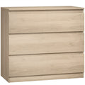 3 Drawer Chest for Organising Everyday Clothes with Handleless Design Oak