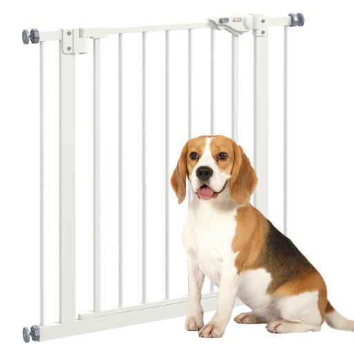Adjustable Metal Dog Safety Gate 74 to 80cm Wide for Doorways and Stairs White