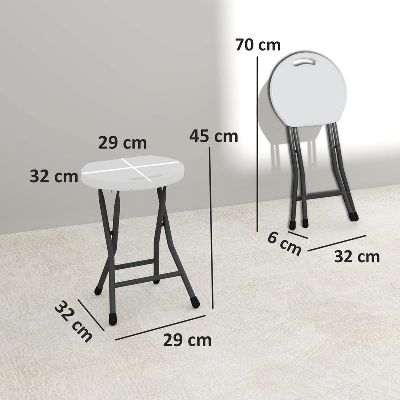 Set of Four White Folding Carry Stools Lightweight and Portable by Outsunny