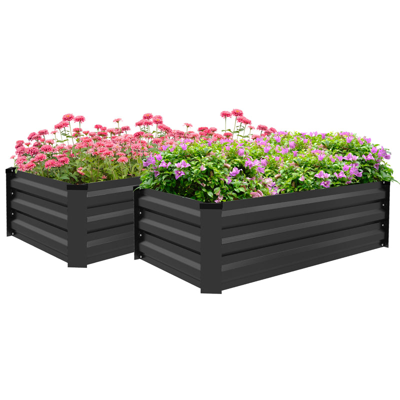 Set of Two Grey Steel Raised Planter Boxes 100 x 60cm Ideal for Garden or Patio