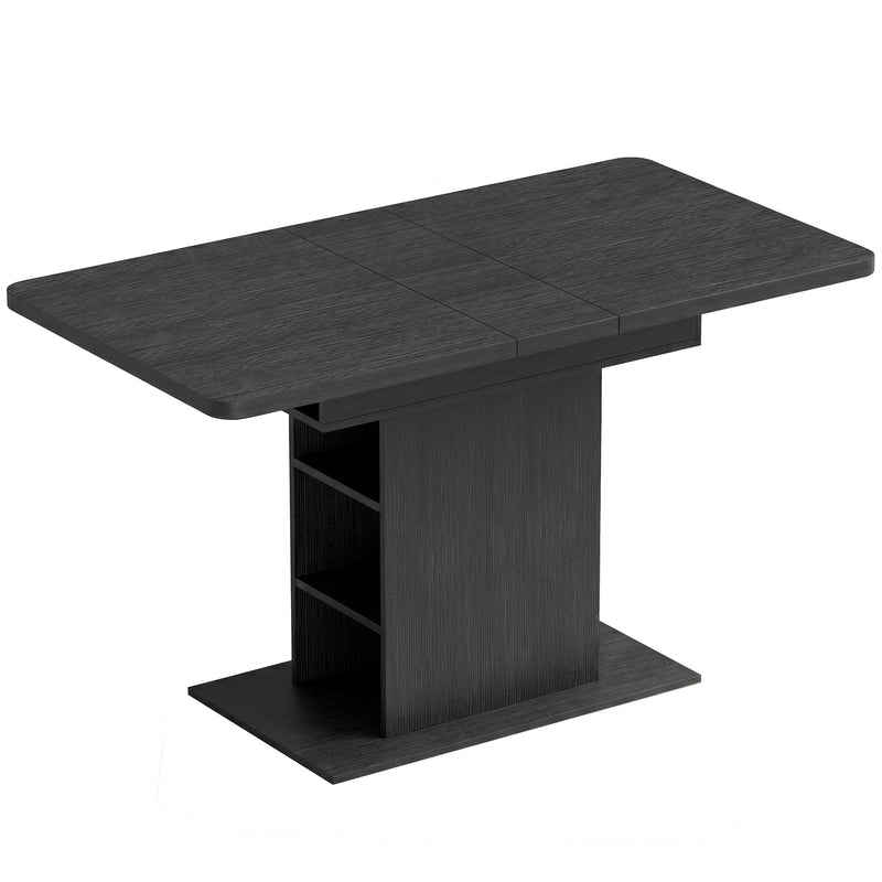 Extending Dining Table With Storage Shelves Seats 4 to 6 People Black