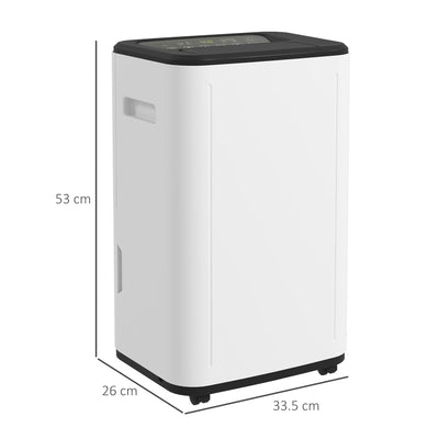 Portable 20L Dehumidifier with 24 Hour Timer and 3 Modes for Home or Laundry Use White AOSOM