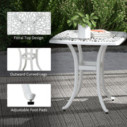 White Cast Aluminium Bistro Table with Umbrella Hole for Garden or Balcony by Outsunny