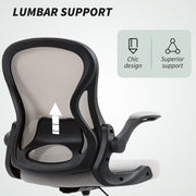 Ergonomic Mesh Standing Desk Chair with Lumbar Support and Flip Up Arms Grey