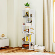 White Bookcase - Modern 5 Tier S Shaped Design For Home Office or Living Room - 60x24x185cm Homcom