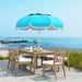 Blue Portable Beach Umbrella with Sand Anchor UPF50+ Tilt Adjustable Height by Outsunny