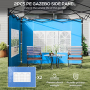 Set of Two Blue 3 x 3m Gazebo Frame Replacement Walls by Outsunny