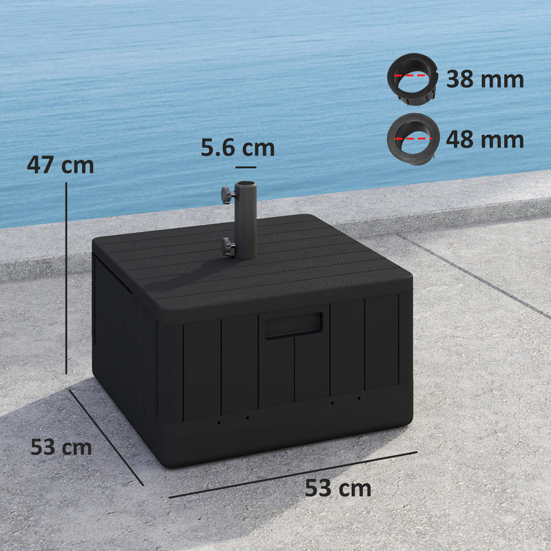 Black Garden Parasol Base with Wheels and Handles Holds Up to 80kg by Outsunny