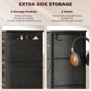 Chest of 4 Fabric Drawers with Wooden Top Ideal for Bedroom or Hallway Storage Black