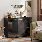 Sideboard with Drawers and Cupboards for Organised Home Storage High Gloss Black AOSOM