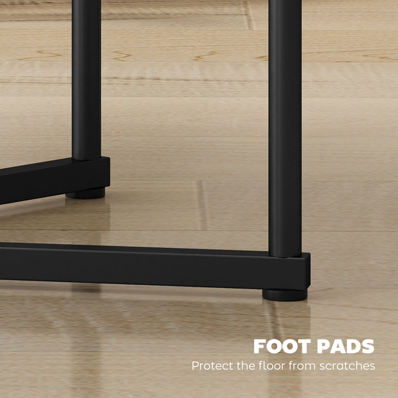 Round Coffee Tables, Nesting Tables Set For Living Room - Black Marble Effect Tops Space Saving Design