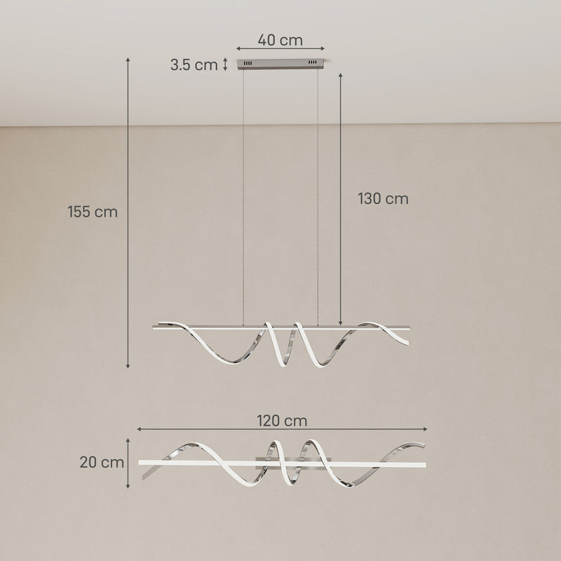 Modern Pendant Ceiling Light with Adjustable Colour Temperatures for Home Lighting Silver AOSOM