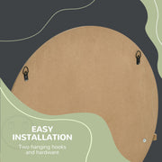 Round Wall Mirror with Built In Shelf for Bathroom or Hallway Display Natural Wood Effect