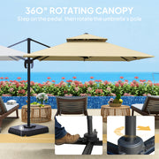 Khaki 2.7m Cantilever Parasol With Aluminium Frame Crank Tilt and Base by Outsunny