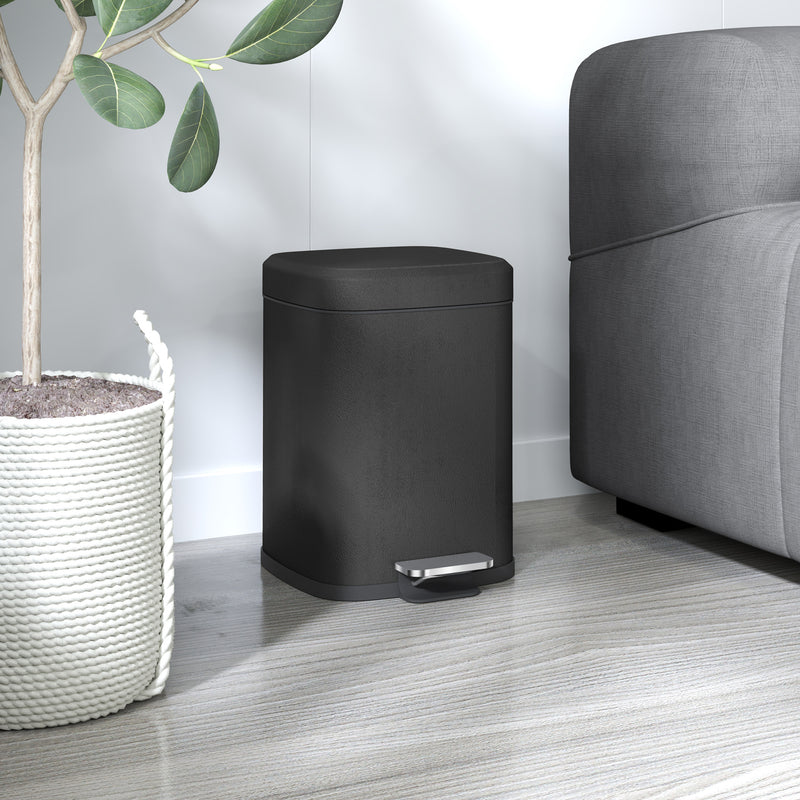 Black 12L Metal Kitchen Bin with Modern Boxy Design by HOMCOM