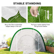 Walk In Polytunnel Greenhouse With Mesh Windows And Zipped Doors For Garden Use White AOSOM