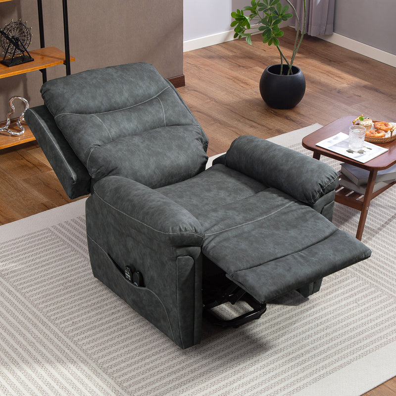 Grey Power Lift Recliner Chair with Heat Vibration Massage and USB Port for Elderly Support