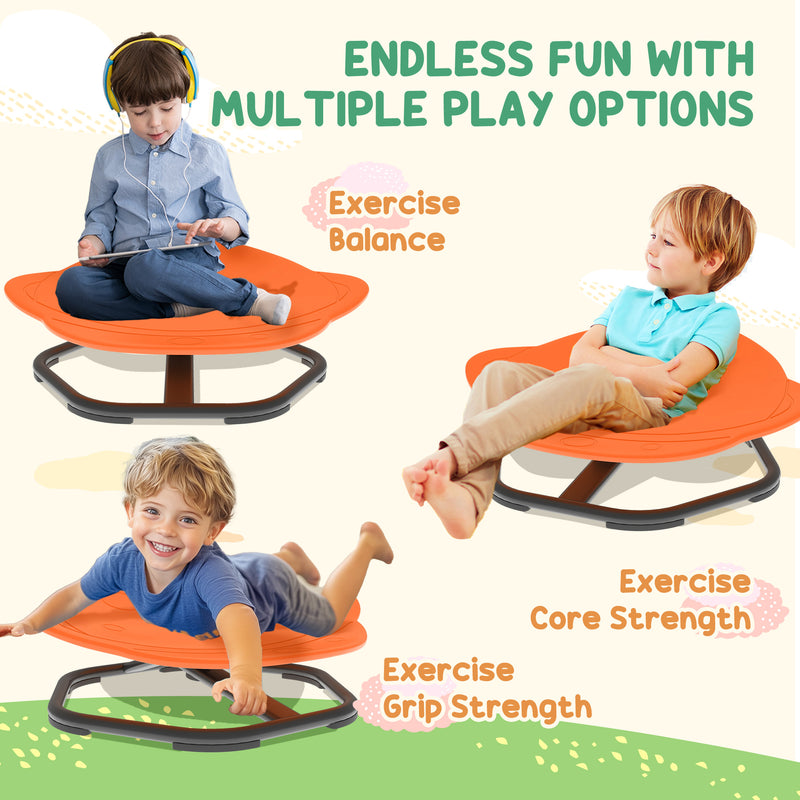 Kids Planet Shaped Swivel Sensory Chair for Balance and Coordination Training Orange AOSOM