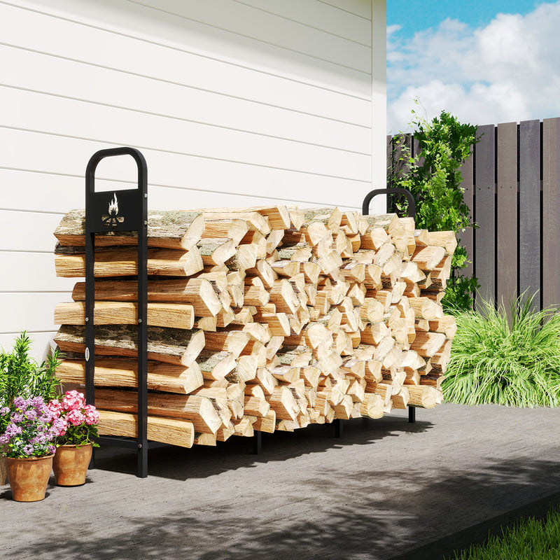 Steel Firewood Log Rack With 300 kg Capacity For Indoor Or Outdoor Use, Black