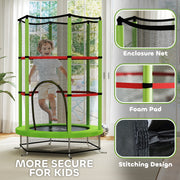 Green Kids Trampoline with Enclosure Net and Steel Frame for Ages 3-6 by HOMCOM AOSOM