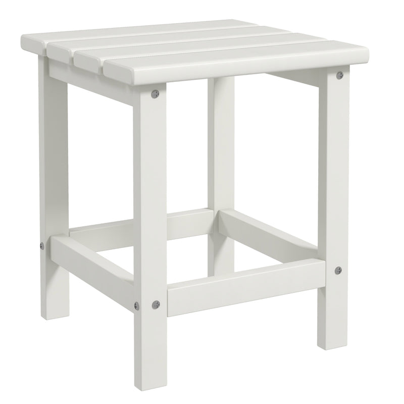 Outsunny Square Coffee Table, HDPE Tabletop and Frame for Porch, Garden, Side Table, 38 x 38 x 46 cm, White AOSOM