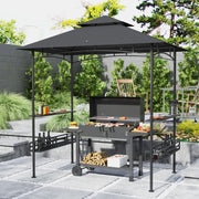 Grey BBQ Grill Gazebo with Shelves 150 x 240cm by Outsunny