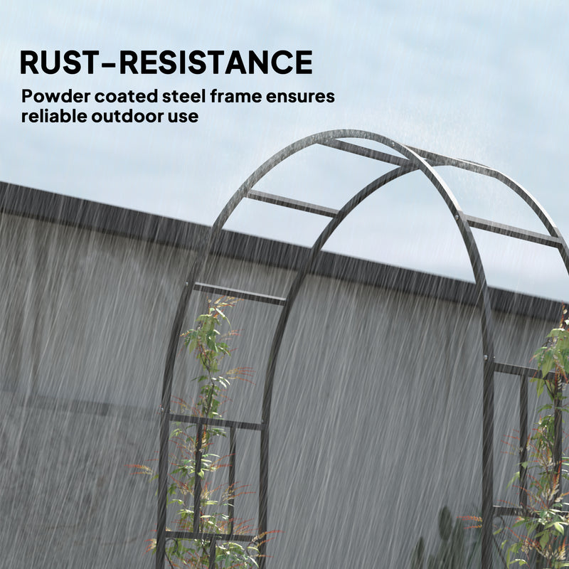 Black Steel Garden Arch 2.2m for Climbing Plants Roses Wisteria Vines Outdoor Wedding Decor by Outsunny