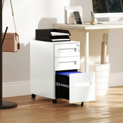 White Metal 3 Drawer Lockable Mobile File Cabinet for A4 and Legal Files by Vinsetto