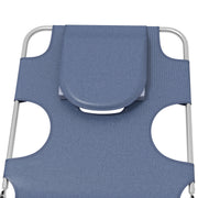 Grey Foldable Sun Lounger Set of 2 with Reading Hole and Adjustable Backrest for Garden AOSOM