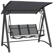 Garden Swing Seat for 3 with Adjustable Sun Shade and Breathable Fabric Grey Outsunny