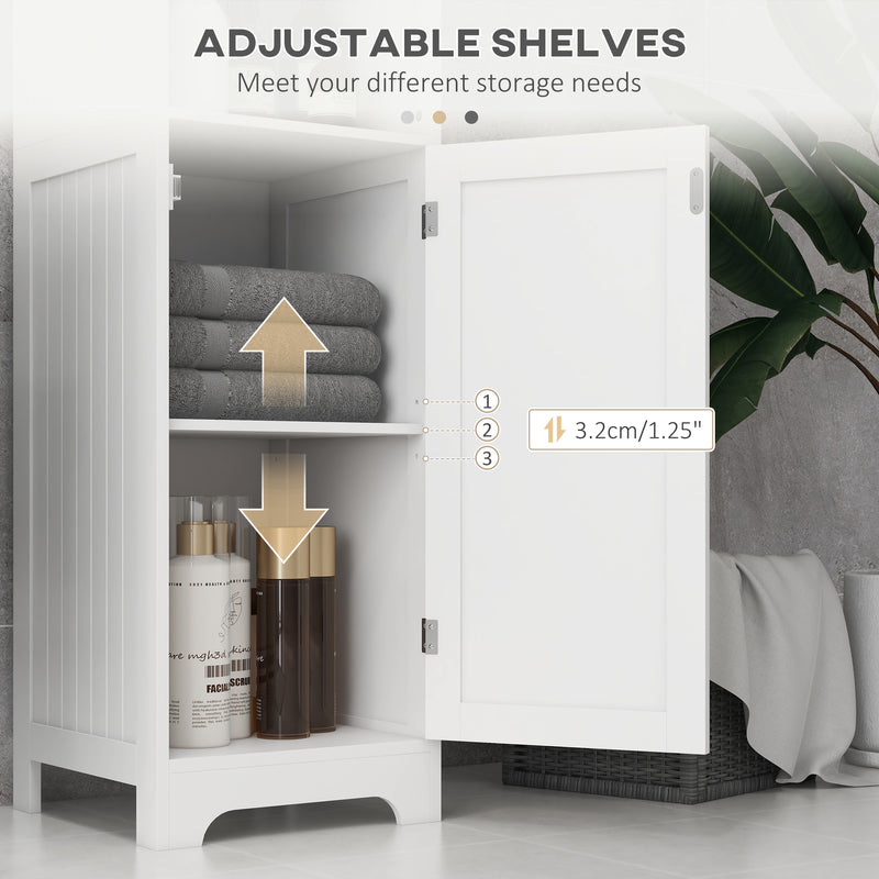 Tall Bathroom Cabinet with Open Shelves and Cupboard for Small Spaces White Homcom