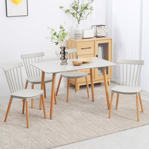 5 Piece Dining Table Set with Space Saving Design and Wood Legs for Small Kitchens Grey