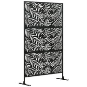 Black Metal Garden Privacy Screen with Stand 6.5ft Decorative Panel for Patio or Pool