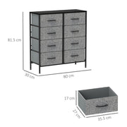 Black Fabric Chest of 8 Drawers with Wooden Top for Bedroom by HOMCOM