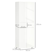 Freestanding 4 Door Kitchen Cabinet with Adjustable Shelves and Drawers for Storage White