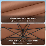 Cantilever Garden Parasol with Adjustable Shade and Crank Handle for Patio or Outdoor Use Coffee AOSOM