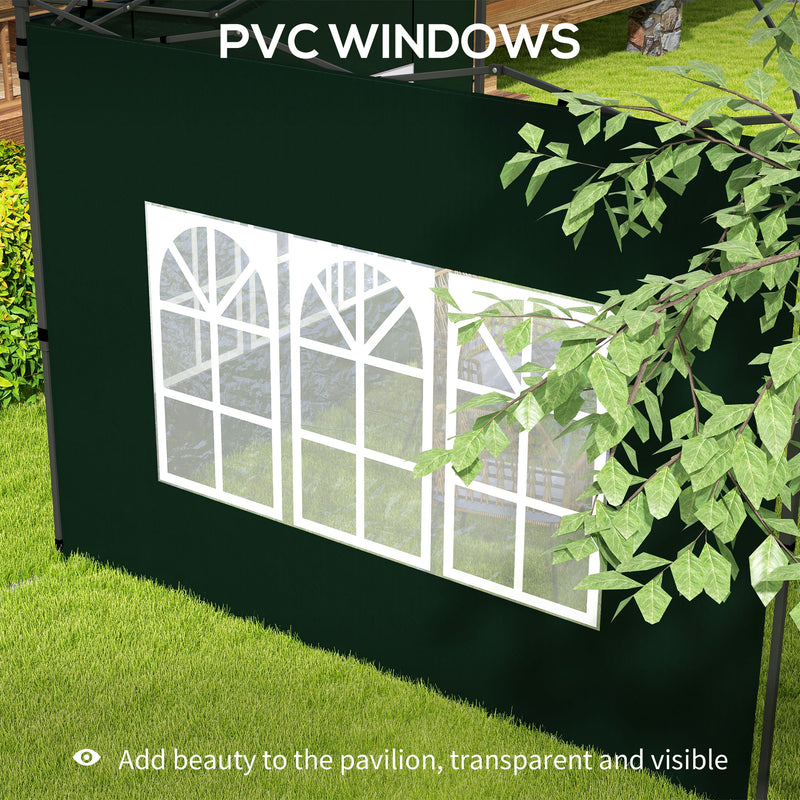 Set of Two Green 3 x 3m Gazebo Side Panels Ideal for Replacing Garden Shelter Walls