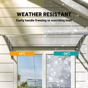 110x60cm Curved Outdoor Door Canopy Rain Shelter With UV Protection For Porch Window Or Entryway, Grey Polycarbonate