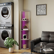 5 Tier LED Floor Lamp With Shelves And Remote Control For Living Room Or Bedroom Oak