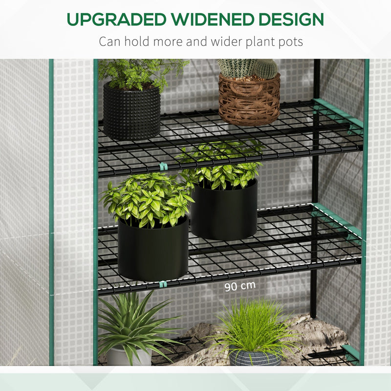 5 Tier Mini Greenhouse With Roll Up Door For Indoor Or Outdoor Use, White