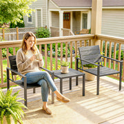 Garden Bistro Set for 2 with Weather-Resistant Chairs and Table for Patio or Balcony Outsunny