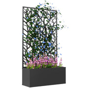Black Metal Garden Planter With Trellis Support Ideal For Climbing Plants Outdoors