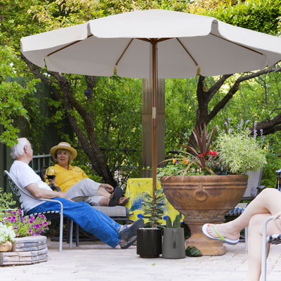 Cream 3.3m Elegant Wooden Garden Parasol for Outdoor Shade by Outsunny