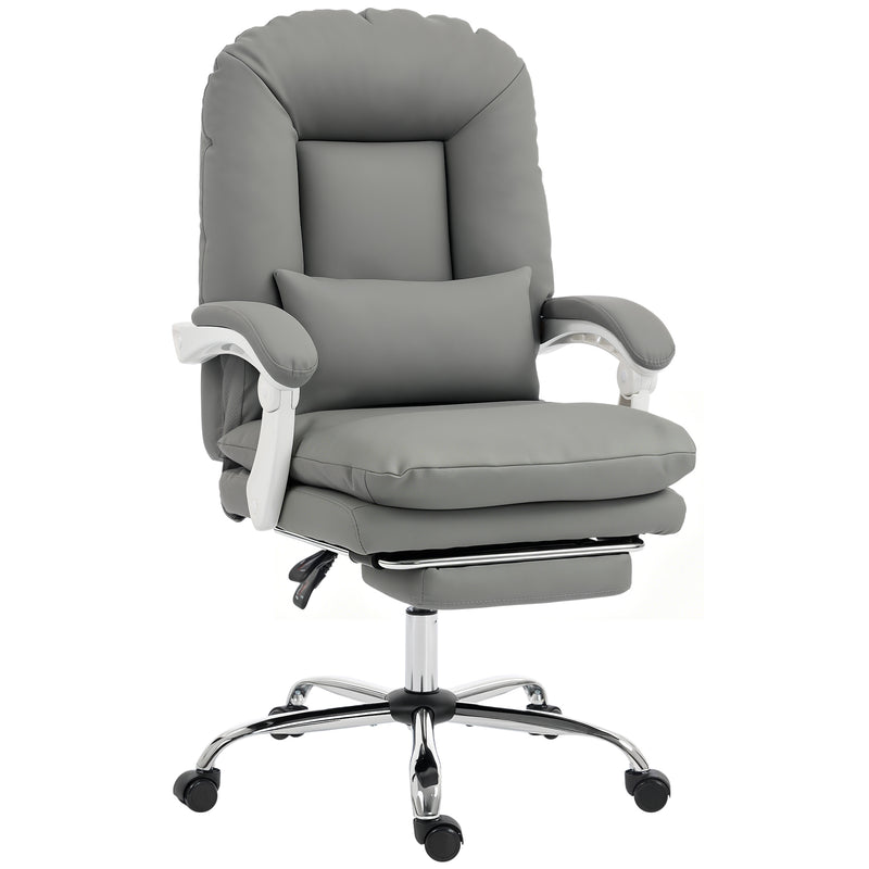 Office Chair with Reclining Backrest and Footrest for Comfortable Home Working Grey