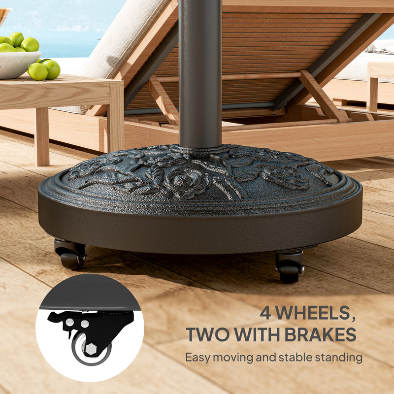 21kg Parasol Base with Wheels for Secure Garden Umbrella Support and Easy Movement Black Outsunny